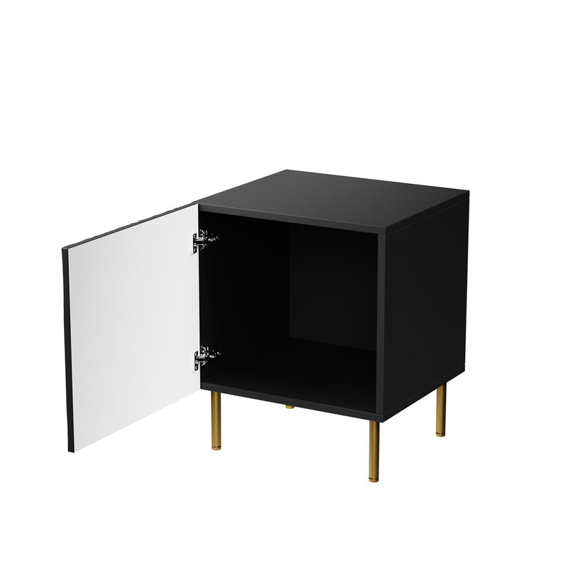 Nachttisch 2 St. JUNGLE 53.5x40.5x44 schwarz matt + goldene Beine