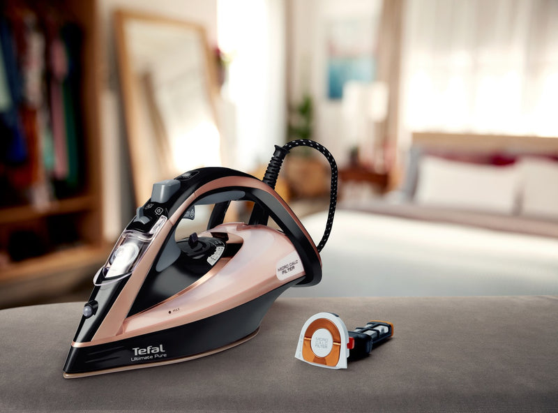 Tefal Ultimate Pure FV9845 iron Dry & Steam iron Durilium Autoclean soleplate 3200 W Black, Copper