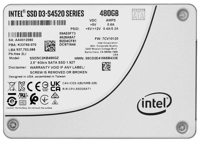 SSD Solidigm (Intel) S4520 480GB SATA 2.5" SSDSCKKB480GZ01 (DWPD up to 3)