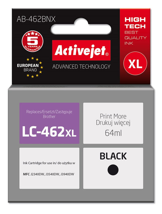 Activejet AB-462BNX Ink (replacement for Brother LC-462XLBK; Supreme; 64 ml; black).