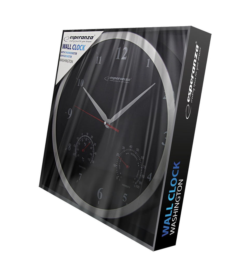 Esperanza Washington Black Mechanical Wall Clock Round Black
