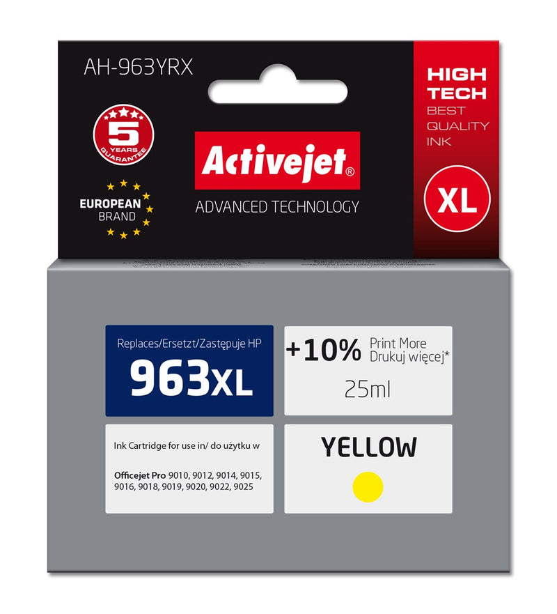 Activejet AH-963YRX Tinte (Ersatz für HP 963XL 3JA29AE; Premium; 1760 Seiten; 25 ml, Gelb)