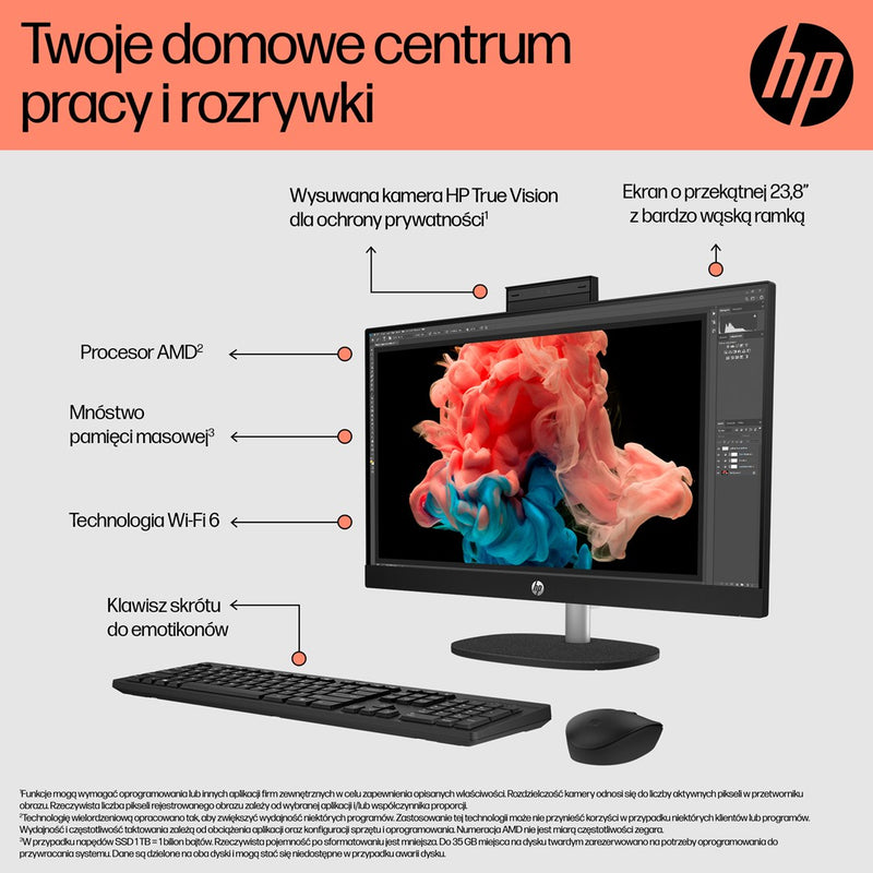 HP 24-cr0332nw AMD Ryzen™ 7 7730U 60.5 cm (23.8") 1920 x 1080 px All-in-One PC 16 GB DDR4-SDRAM 512 GB SSD Windows 11 Home Wi-Fi 6 (802.11ax) White
