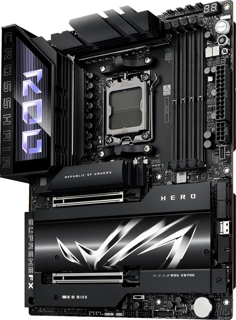 ASUS ROG CROSSHAIR X870E HERO - Motherboard - ATX - Socket AM5 - AMD X870E Chipset - USB4, USB 3.2 Gen 2, USB-C 3.2 Gen2, USB 3.2 Gen 1, USB-C 3.2 Gen