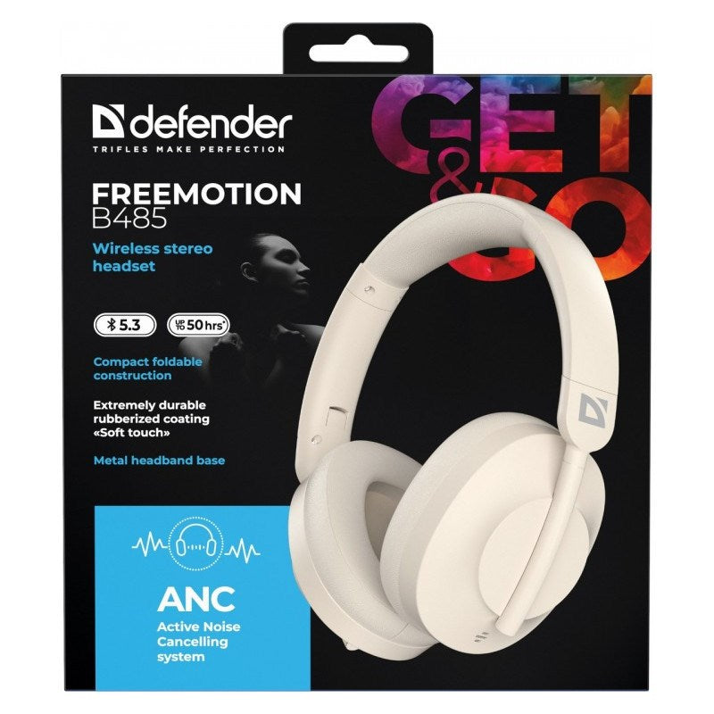 Wireless over-ear headphones Defender FreeMotion B485 ANC 63486 beige