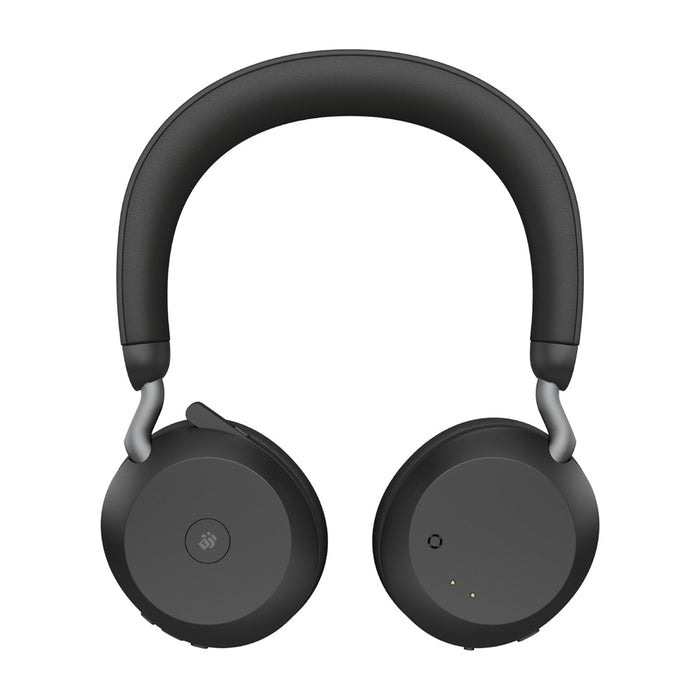 Jabra Evolve2 75 - Headset - on-ear - Bluetooth - wireless - active noise cancelling - USB-C - noise isolating - black - Certified for Microsoft Teams