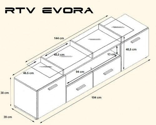 Cama TV stand EVORA 200 white/black gloss