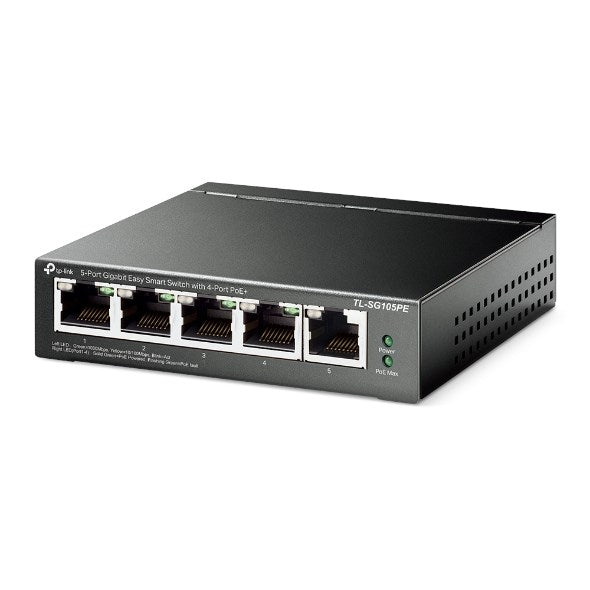 TP-Link TL-SG105PE - Switch - Managed - 5 x 10/100/1000 (4 PoE+) - desktop - PoE+ (65 W)