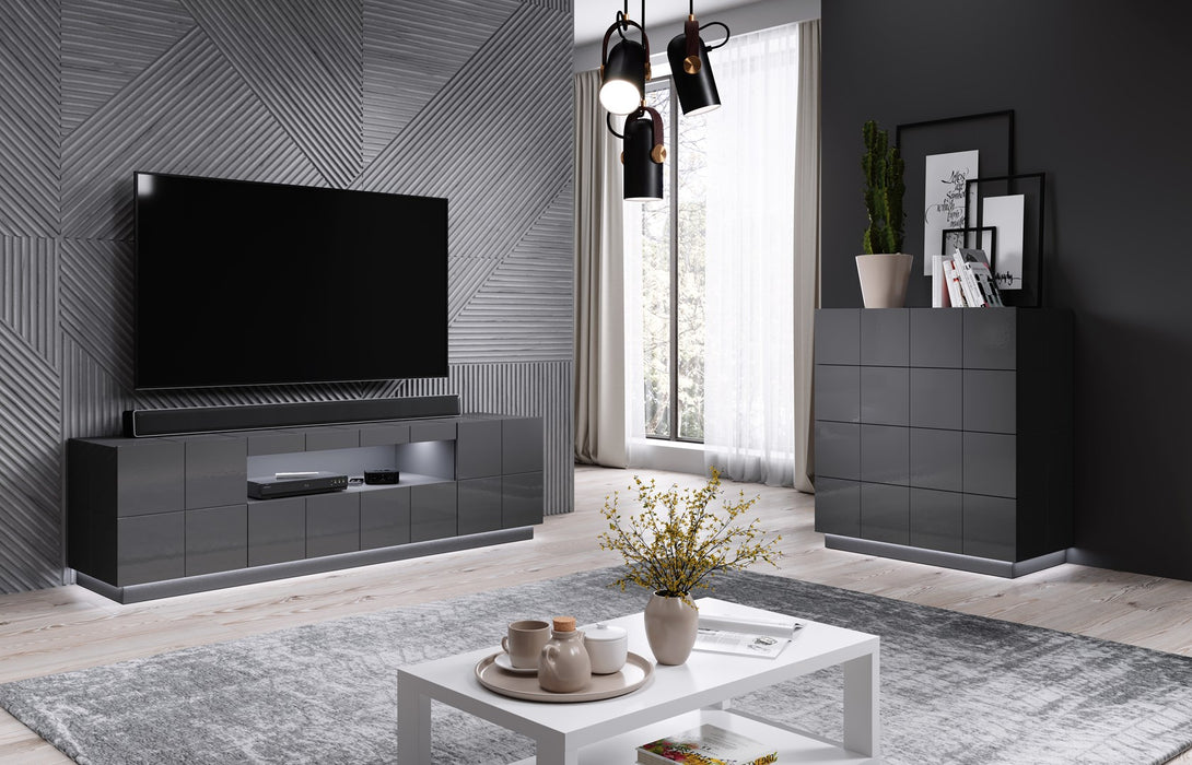 Cama TV stand REJA graphite grey gloss/graphite grey gloss