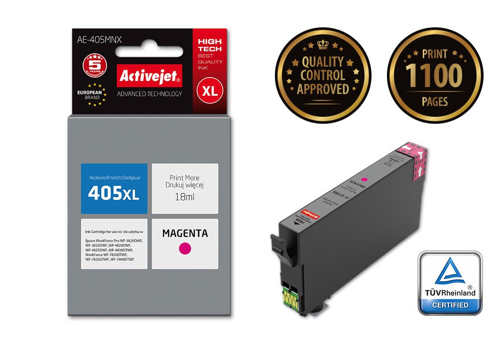 Activejet AE-405MNX Ink cartridge (replacement for Epson 405XL C13T05H34010; Supreme; 18ml; magenta)
