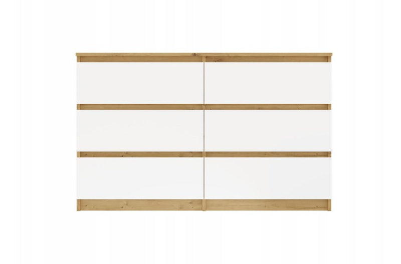 M6 MALWA KOMMODE 120 CM 6 SCHUBLADEN EICHE ARTISAN/WEISS