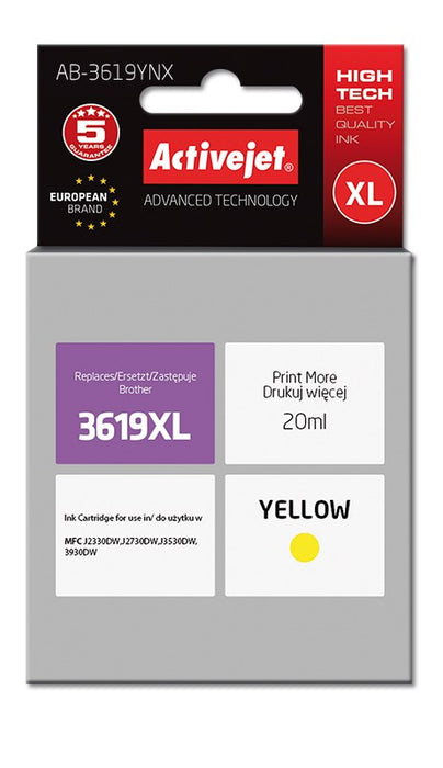 Activejet AB-3619YNX Ink cartridge (replacement for Brother LC3619Y XL; Supreme; 20 ml; yellow)
