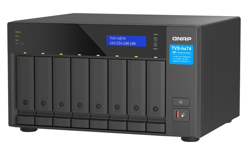 8-bay QuTS hero NAS | Intel Core i9 16-core (8 Performance cores + 8 Efficient cores) /24-thread | 64GB SO-DIMM DDR4(max.64GB) | 8 x 2.5in/3.5in SATA