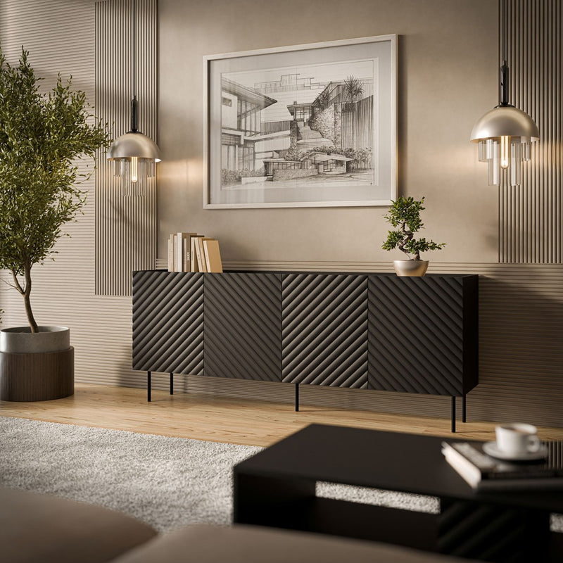 Cama LUCCA 4D chest of drawers, 200x40x80, black