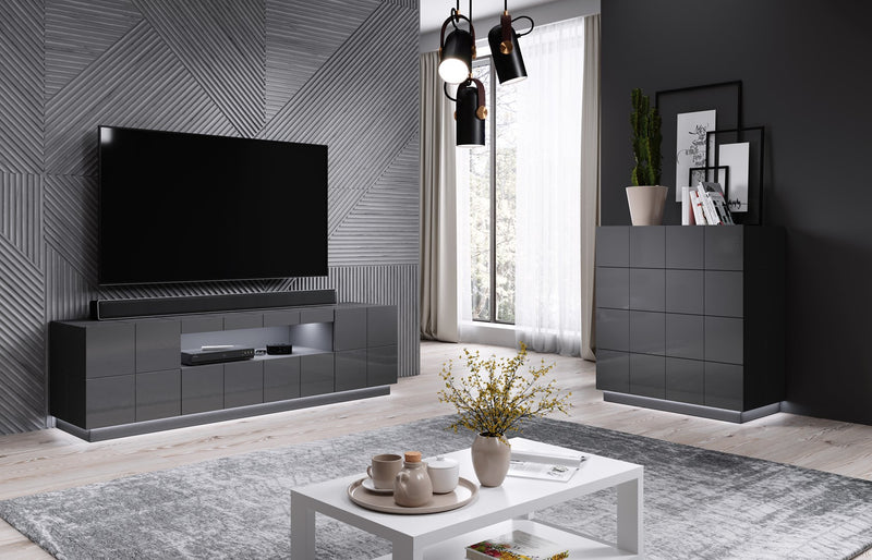 Cama TV stand REJA graphite grey gloss/graphite grey gloss