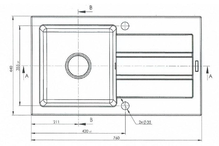 Single-bowl sink with draining board Maidsinks Promo 76x44 1B 1D E070053701