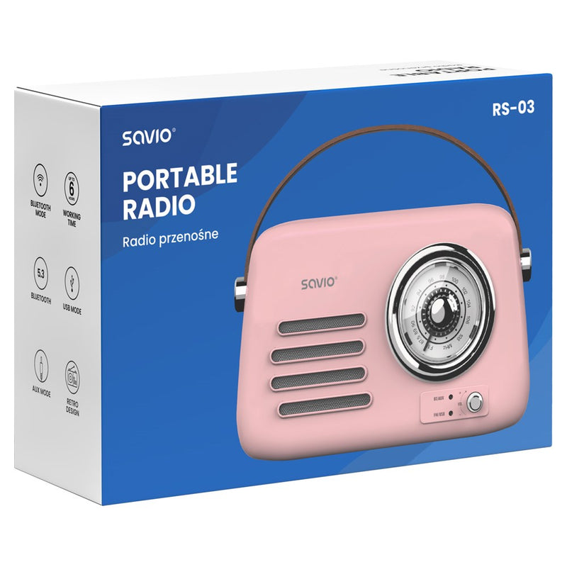 SAVIO RS-03 Portable radio, pink