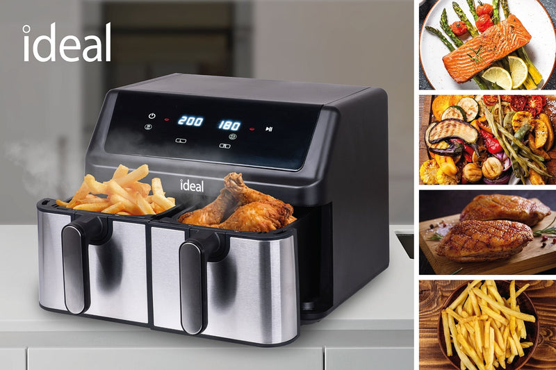 IDEAL Fat-free fryer, double horizontal 9L, 8 functions - including food drying