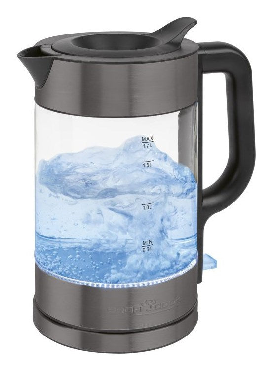 ProfiCook PC-WKS 1322 G electric kettle 1.7 L 2200 W Silver, Black, Transparent