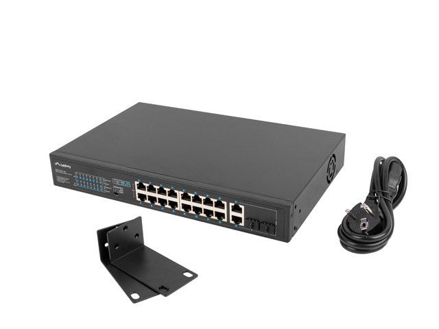 Lanberg Switch rack 19" POE+ 16x 100MB /2X COMBO  GIGABIT ETHERNET 150W