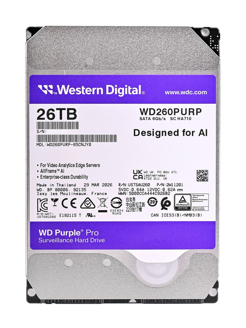 Western Digital Purple Pro WD240PURP internal hard drive 26 TB 7200 RPM 3.5" Serial ATA III