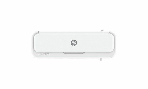 HP ONELAM 400 A4 laminator, Hot/Cold, integrated trimmer, corner rounder, speed 40 cm/min + 15 pouches: 3xA4, 4xA5, 4xA6, 4xB-CARD, white