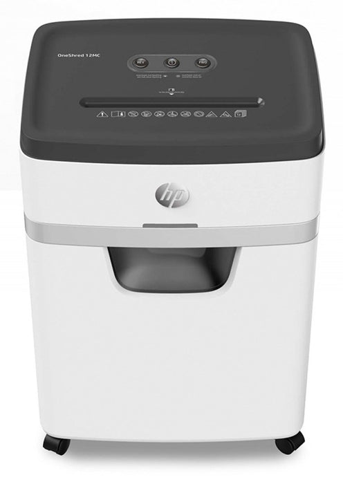 HP ONESHRED 12MC shredder, micro cut, P-5, 12 cards, 25l, light grey