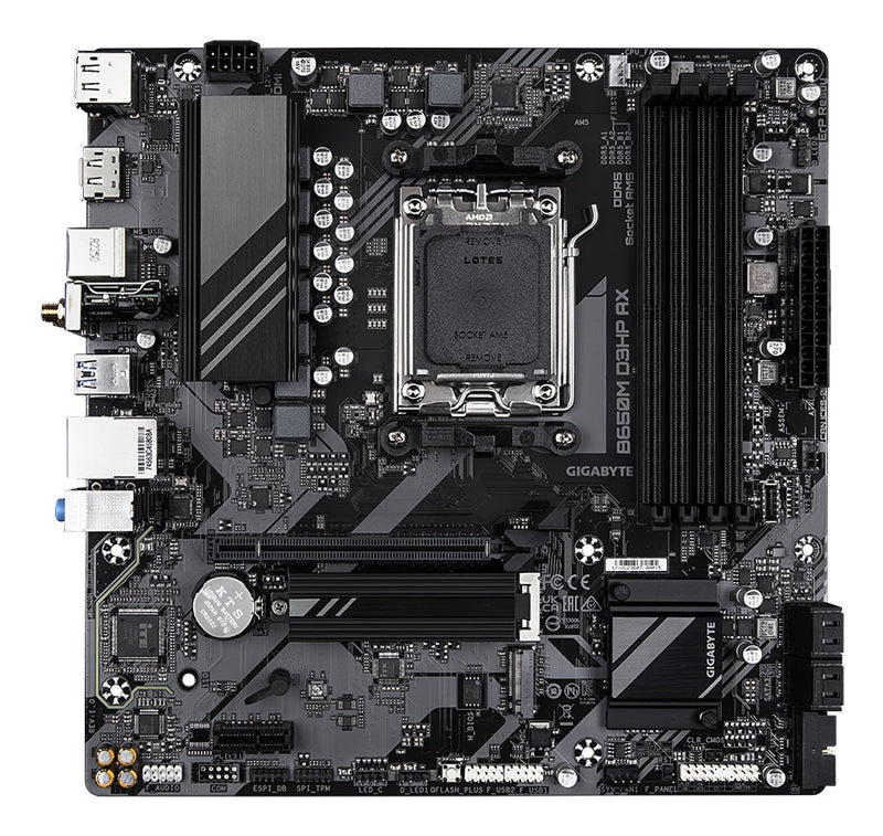 GIGABYTE B650M D3HP AX Motherboard - AMD Ryzen 9000 Series CPUs, 5+2+2 Phases VRM, up to 8000MHz DDR5 (OC), 2xPCIe 4.0 M.2, WIFI 6E, 2.5GbE LAN, USB 3