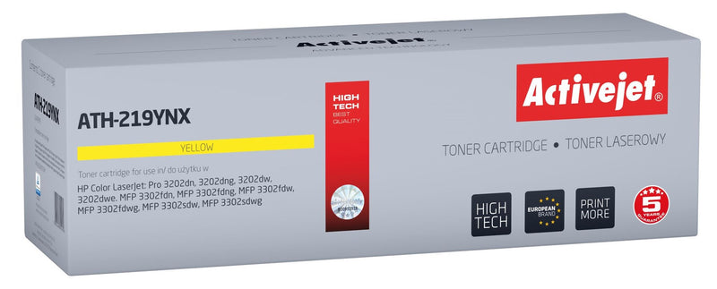 Activejet ATH-219YNX Toner für HP Drucker, Ersatz für HP 219X W2192X; Supreme; 2500 Seiten; Gelb, mit Chip