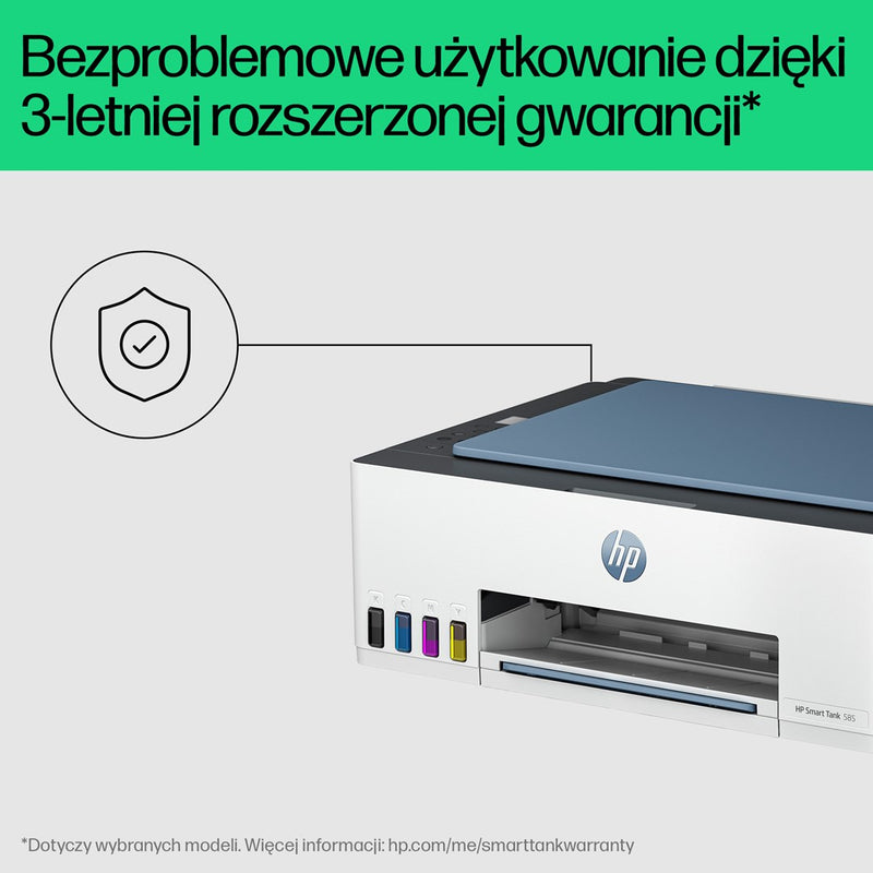 HP Smart Tank 585 All-in-One Printer, Home and home office, Print, copy, scan, Wireless; High-volume printer tank; Print from phone or tablet; Scan to