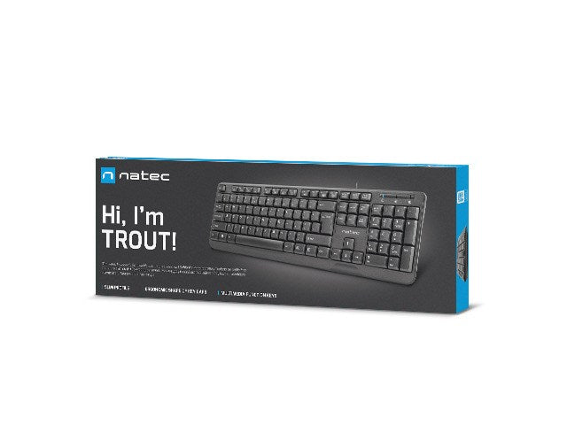 NATEC KEYBOARD TROUT SLIM USB, US LAYOUT, BLACK