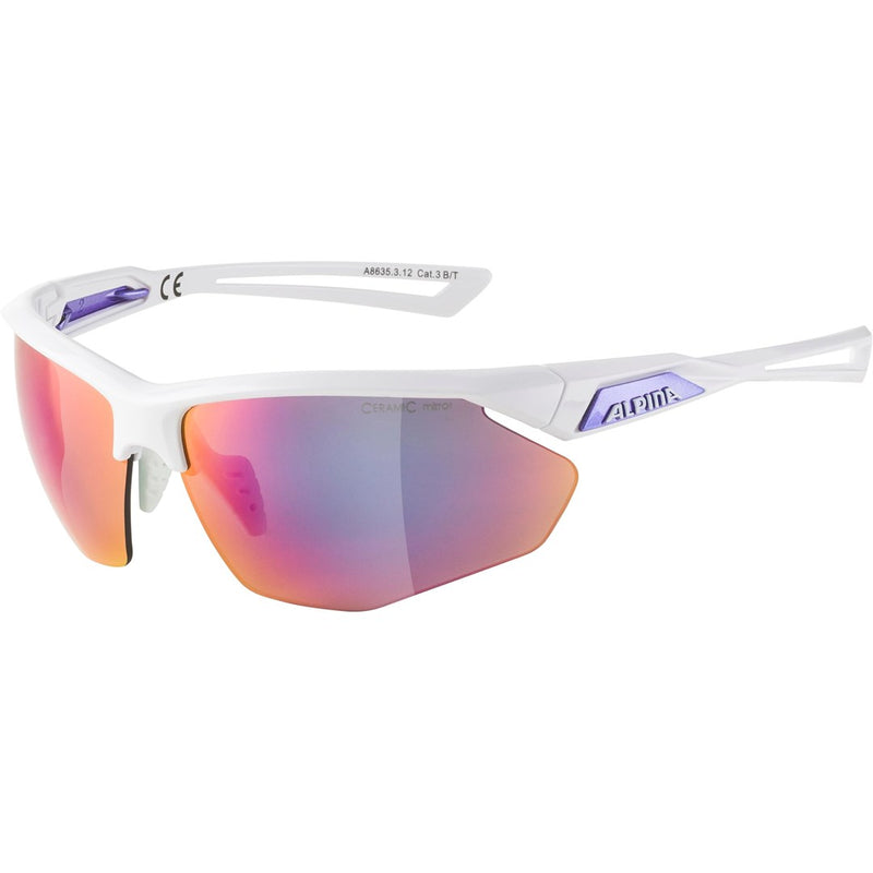 ALPINA Cycling Glasses NYLOS HR White-Purple Purple Mirror Lens Cat.3