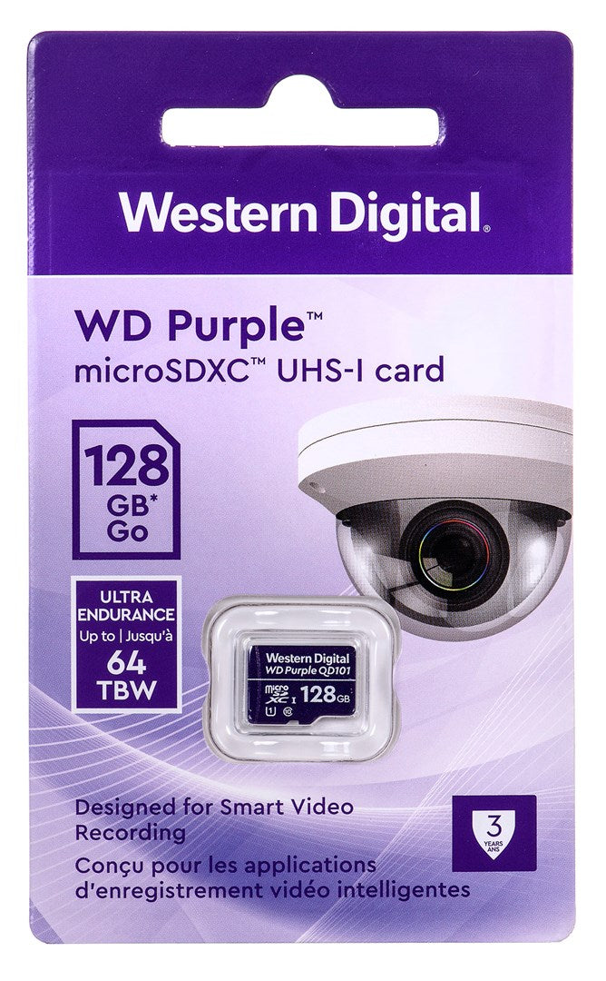 WD Purple - Flash memory card - 128 GB - UHS-I U1 / Class10 - microSDXC - purple