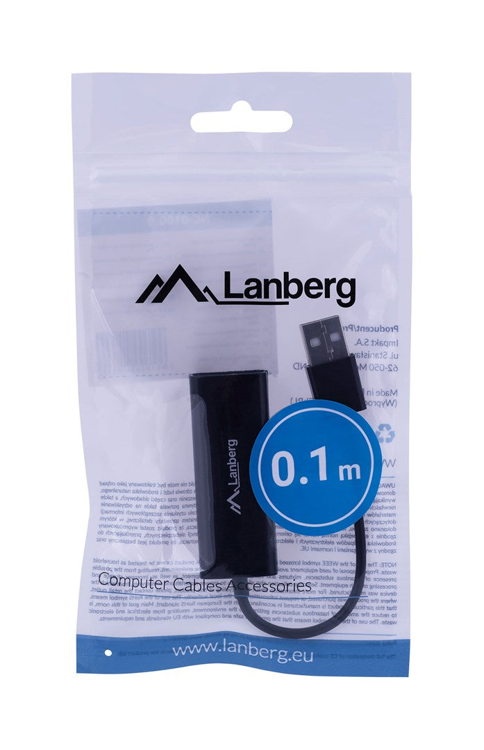 Lanberg NC-0100-01 cable interface/gender adapter USB-A RJ-45 Black