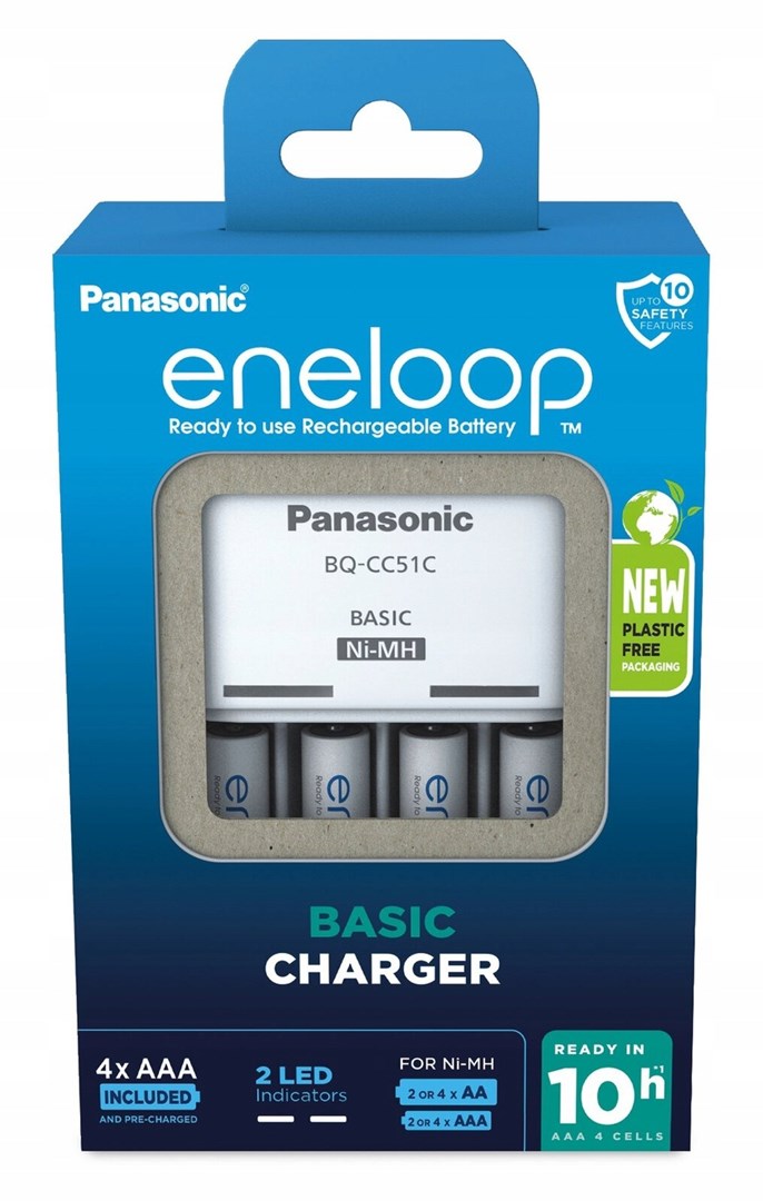 Chargeur de piles PANASONIC Eneloop Basic BQ-CC51 + 4 piles AAA 800 mAh (K-KJ51MCD04E)