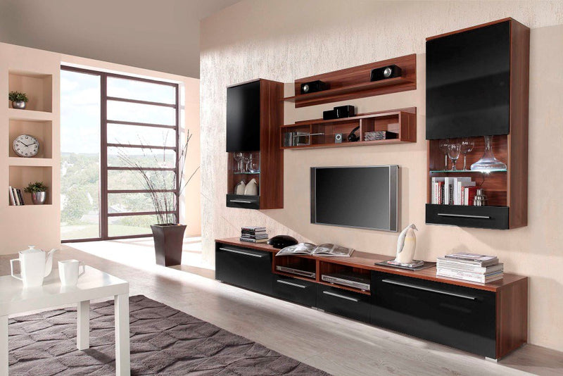 Cama Wall unit LUNA 260/44/190 in plum/black gloss