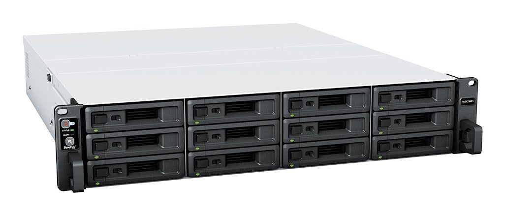 Synology RackStation RS2423+ NAS/storage server Rack (2U) Ryzen Embedded V1780B 8 GB DDR4 0 TB DiskStation Manager Black, Grey