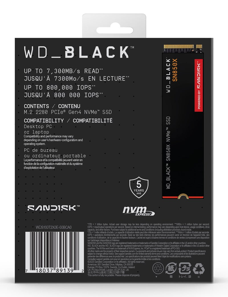 Western Digital Black SN850X 1 TB M.2 PCI Express 4.0 NVMe