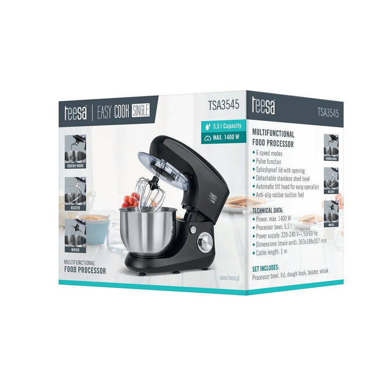 Teesa food processor EASY COOK SINGLE Black