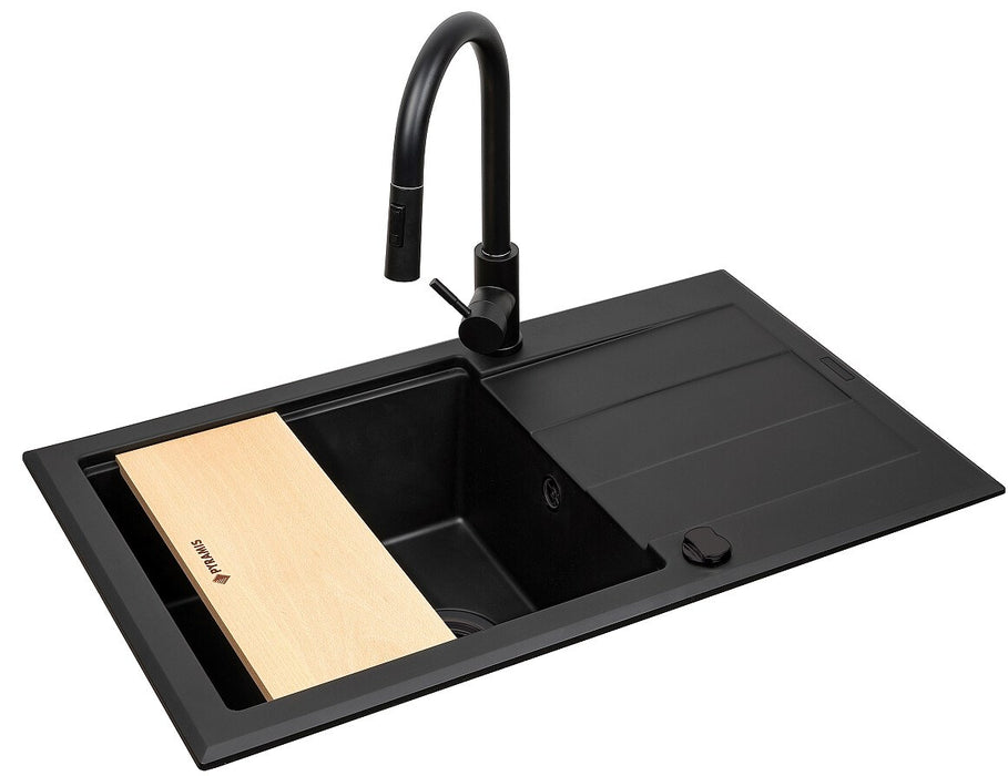 Set - PYRAMIS SPARTA PLUS LUX (78X48) 1B 1D sink + IDEA BLACK EDITION BATTERY - 070175802BE - Volcano