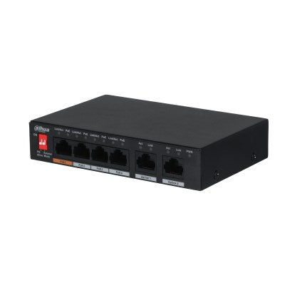 Dahua Technology PFS3006-4ET-60 Unmanaged L2 Fast Ethernet (10/100) Power over Ethernet (PoE) Black