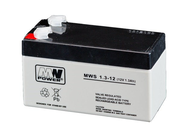 MPL MW POWER MWS 1.3-12 UPS battery Lead-acid accumulator AGM Maintenance-free 12 V 1,3 Ah Black, Grey