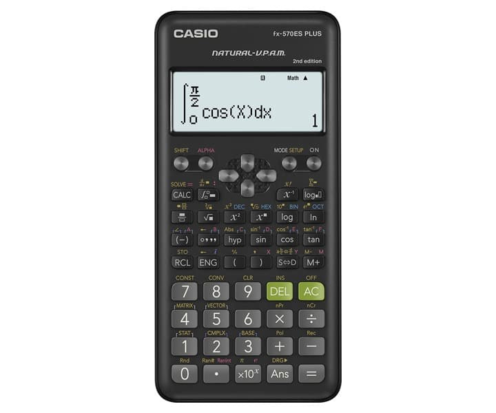 CASIO CALCULATRICE SCIENTIFIQUE FX-570ESPLUS-2-B, 417 FONCTIONS, 77X162MM, NOIR