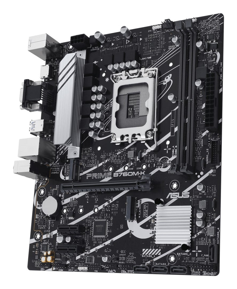 ASUS PRIME B760M-K - Motherboard - micro ATX - LGA1700 Socket - B760 Chipset - USB 3.2 Gen 1 - 2.5 Gigabit LAN - onboard graphics (CPU required) - HD
