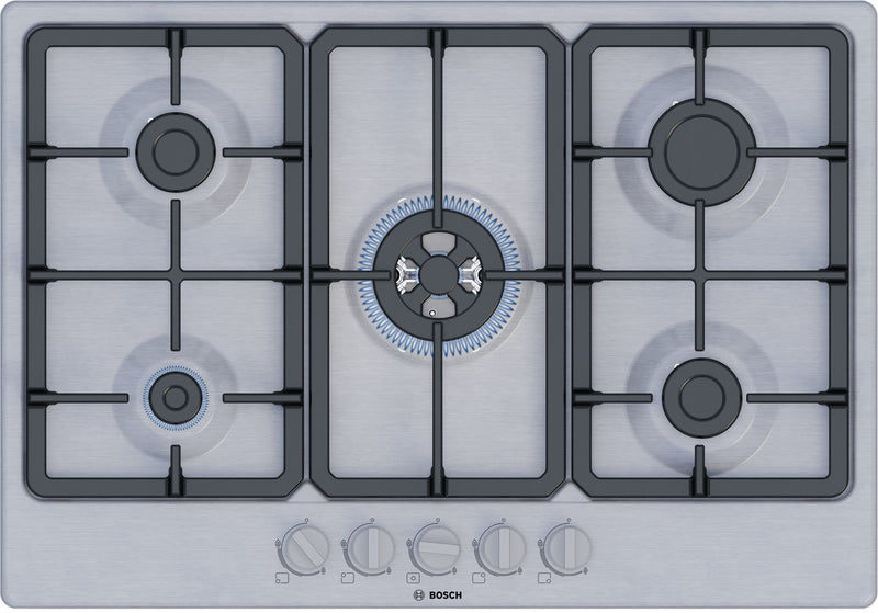 Table de cuisson Bosch Serie 4 PGQ7B5K90 Acier inoxydable Encastrable 75 cm Gaz 5 zone(s)