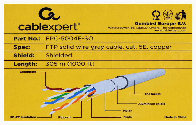 Gembird 305m Cat5e FTP networking cable Grey F/UTP (FTP)