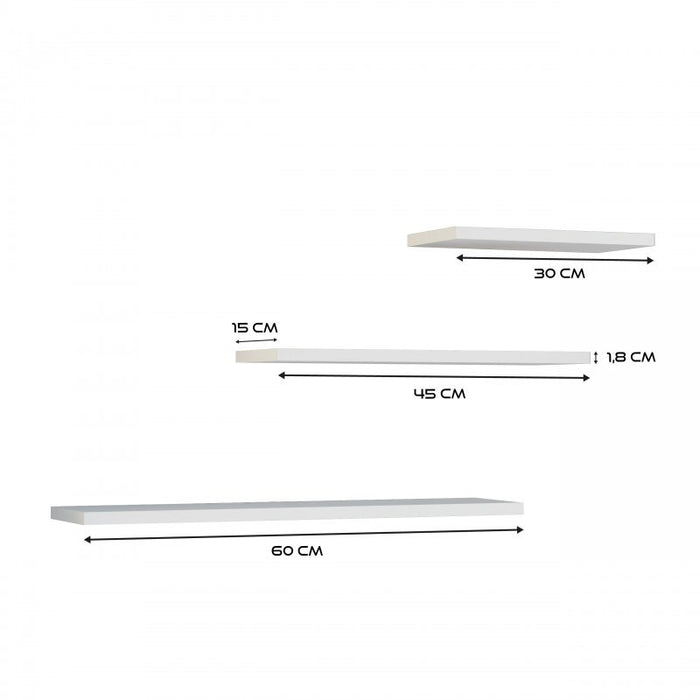 Topeshop TOBI 3P BIEL shelve Floating shelf Wall mounted Particle board White