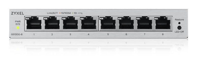 Zyxel GS1200-8V3 Géré L2 Gigabit Ethernet (10/100/1000) de bureau Gris