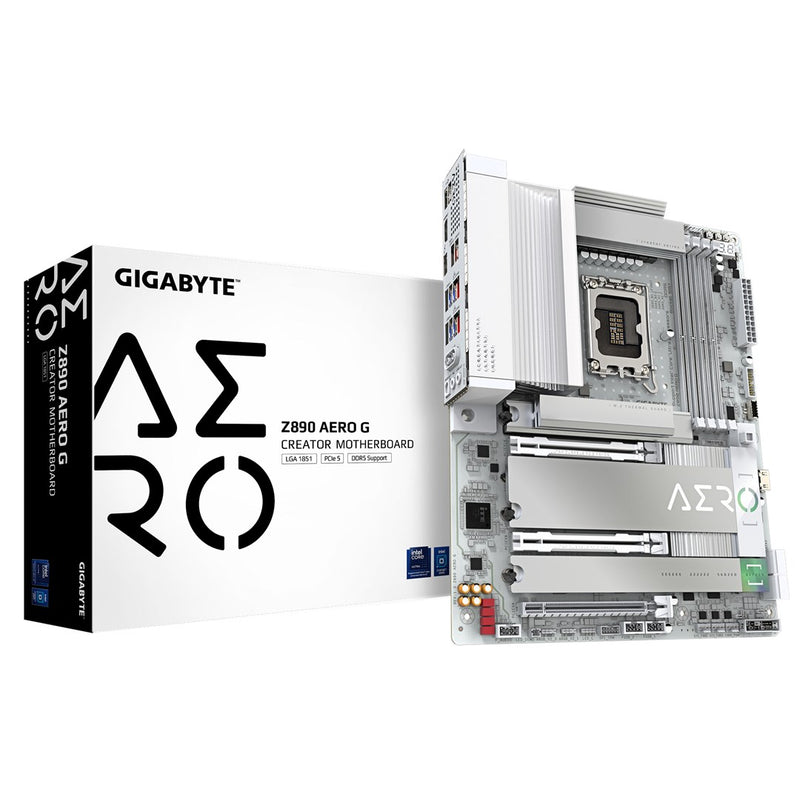 GIGABYTE Z890 AERO G Motherboard - Supports Intel Core Ultra (Series 2) CPUs, 16+1+2 phases VRM, up to 8800MHz DDR5 (OC), 1xPCIe 5.0 + 4xPCIe 4.0,Wi-F