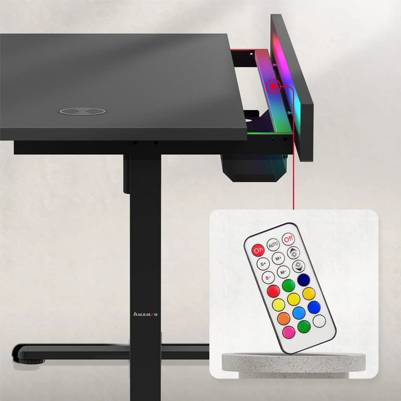 Huzaro Hero 8.7 RGB Electric Gaming Desk – Black